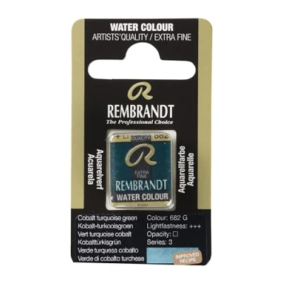 Image of Royal Talens : Rembrandt Watercolour Paint Half Pan Cobalt Turquoise Green