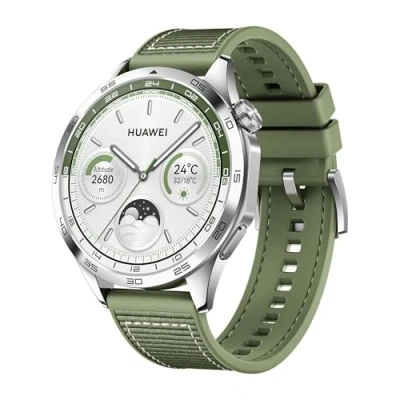 Image of Huawei Watch GT 4 46Mm Silver (Green Silicone Strap)