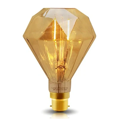 Image of Long Life Lamp Company Vintage LED 2w Filament Light Bulb Diamond Shape Smoked Glass B22