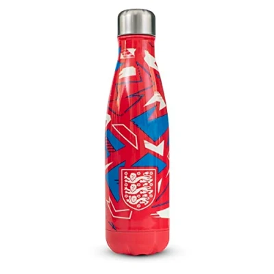 Image of Hy Pro Officially Licensed England FA Three Lions 500ml Thermal Bottle 0.5L, Stainless Steel, Vaccum Flask, Red, Water Bottle, Great Gift Idea