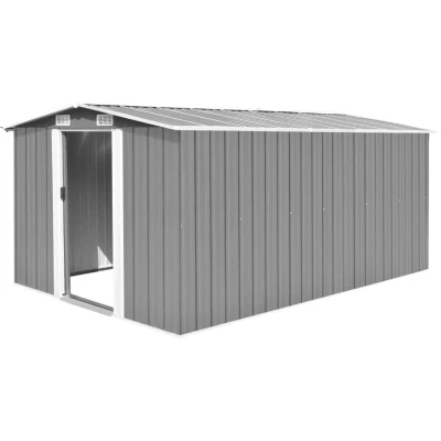 Image of vidaXL Garden Shed 257x392x181 cm Metal Grey