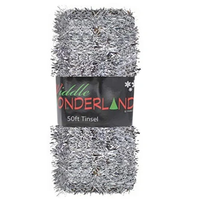 Image of Widdle Wonderland Christmas Tree Tinsel 50ft x 3cm GREAT VALUE Silver