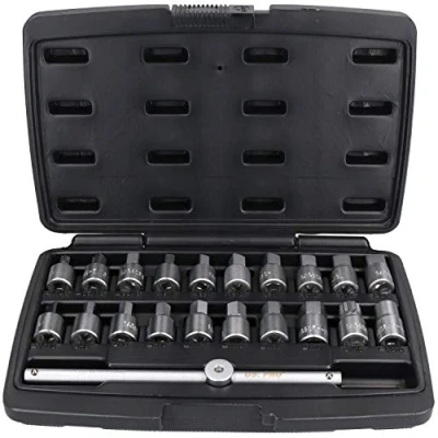 Image of AB Tools US Pro 3/8&quot; Drive Master Drain Sump Plug Key Set for Engines Gear Boxes 21pc Kit