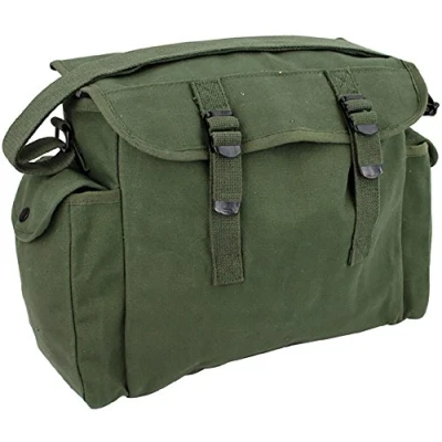 Image of Zip Zap Zooom Highlander Mens Army Combat Military Haversack Shoulder Canvas Man Travel Bag Surplus New (Green)