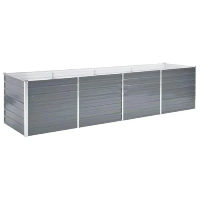 Image of vidaXL Garden Planter Large Galvanised Steel Raised Bed for Outdoor Use, Convenient Size Growing Herbs, Flowers and Vegetables