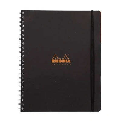 Image of Rhodia Ref 119236C_PAQ Wirebound PP Business Book (180 Pages) A4 Size, Lined Rulings, 90gsm Vellum Paper, Removable Multi Punched Sheets Black Cover (Pack of 3)