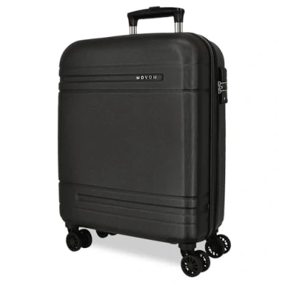 Image of Movom Galaxy Cabin Suitcase Black 40 x 55 20 cm Rigid ABS Combination Lock Side 37L 3.1 kg 4 Double Wheels Luggage Hand, Black/White,