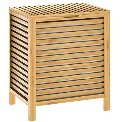 Image of CASARIA® Laundry Washing Basket Bamboo Bin 62 Litres Natural Container Wooden Organiser Bathroom Storage Collector Stylish and Spacious Solution for Tidy