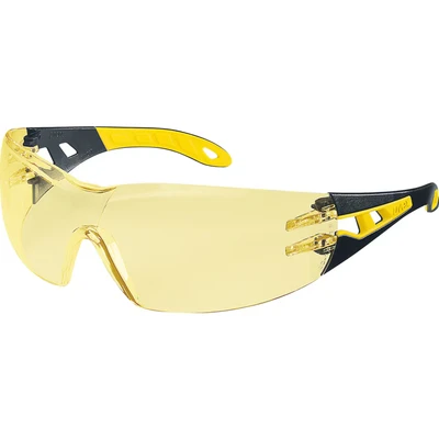 Image of Uvex Pheos Safety Glasses Anti Fog and Scratch Chemical Resistant Yellow with Amber Lenses