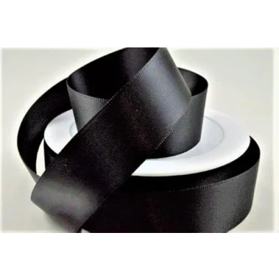 Image of Oakwood Archer Double Faced Satin Ribbon, Black, 15mm x 25m