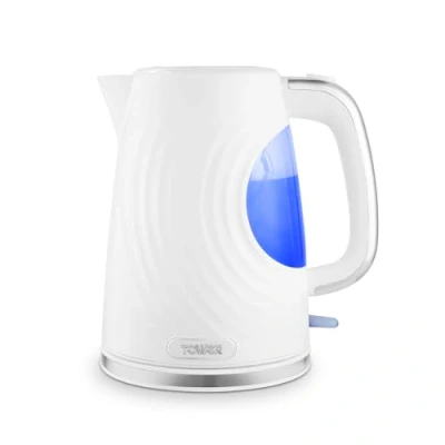 Image of Tower T10083WHT Sonar Textured Kettle with Large Viewing Window &amp; Blue Light, 360 Degree Base, 3000W, 1.7L, White