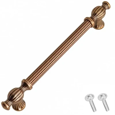 Image of Decoranddecor Verna Traditional T bar Antique Style Cabinet Pulls Drawer Handles Zinc (224mm Hole Center, Copper)