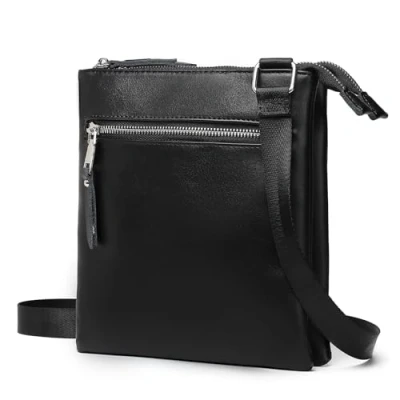 Image of Miss Lulu Women’s Crossbody Bag, Black Causal Phone Bag with Adjustable Long Strap, Multi Compartment Medium Size Shoulder for Ladies