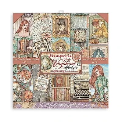 Image of Stamperia Scrapbook Paper Pad for Scrapbooking, Albums, Card Making, Bullet Journalling and More, Acid Free, Single Face, Perfect Hobbies, Crafts, Gifting (Brocante Antiques) (20.3 x 20.3