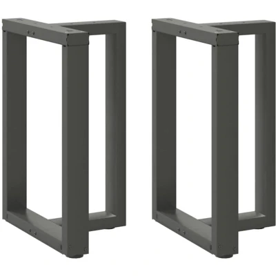 Image of vidaXL Dining Table Legs T Shape Steel Anthracite 60x35x(72 73) cm Adjustable Levelers for Living Room/Kitchen