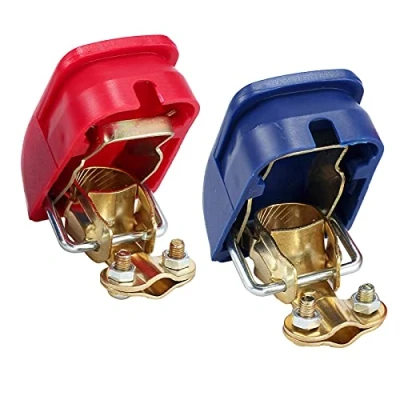 Image of Tawveml Universal 2 Pieces Car Battery Quick Clamps 12 V/24 V Pole Terminals Connector for Caravan Motorhome Terminal Pair Boat (1 Pair), red blue