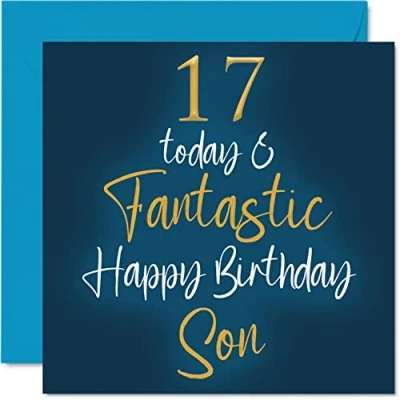 Image of Fantastic 17th Birthday Cards for Son 17 Today &amp; Happy Card from Mum or Dad, Gifts, 145mm x Greeting Gift
