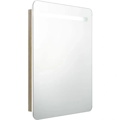 Image of vidaXL LED Bathroom Mirror Cabinet White and Oak 60x11x80 cm