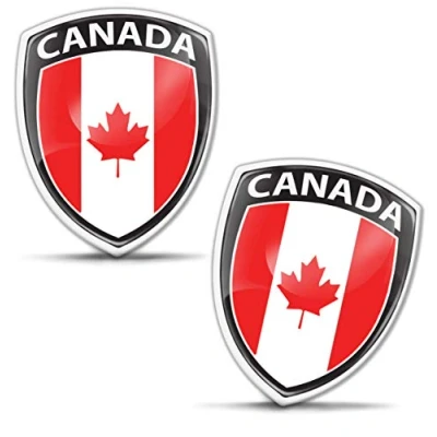 Image of Biomar Labs® 2 x 3D Domed Silicone Badge Stickers Decal Maple Leaf Canadian Canada National Flag Emblem Car Motorcycle Helmet F 143
