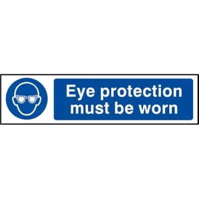 Image of Scan SCA5001 Self adhesive PVC sign Eye protection must be worn 200 x 50mm
