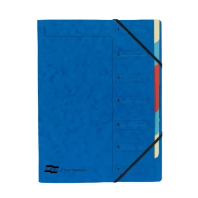 Image of Exacompta Europa 7 Part Organiser 400gsm Pressboard A4 Blue
