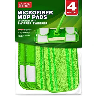 Image of HOMEXCEL Reusable Microfiber Mop Pads Compatible with Flash Speedmop, 4 Pack Machine Washable Floor Pad Refills, Wet Dry Cleaning Head Replacements