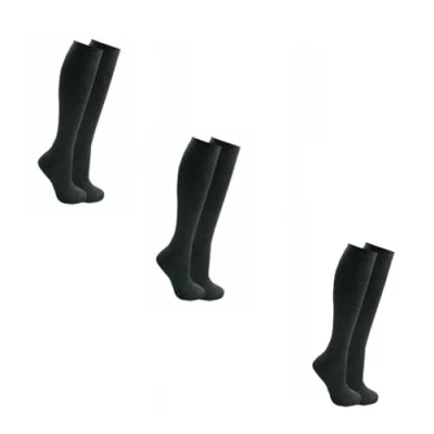 Image of Le11 Back to School Kids 3 Pairs Knee High Plain Cotton Rich Socks (9 12, Grey)