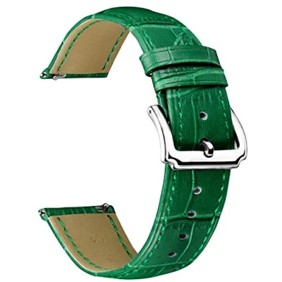 Image of BINLUN Leather Watch Strap Quick Release Replacement Crocodile Bands for Men Women (Green, 23mm)