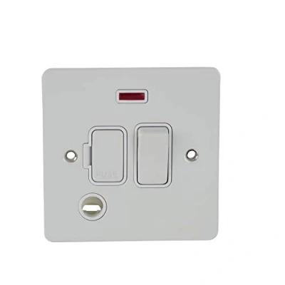 Image of Schneider Electric Ultimate Flat Plate Switched Fused Connection Unit, with Neon Indicator and Flex Outlet, GU5214WPW, Painted White Insert