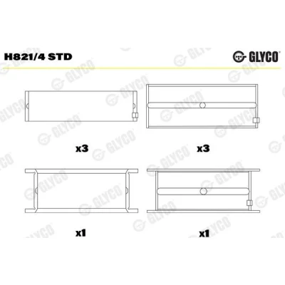 Image of 4015865003, 4030300040, 4030300545, 4030300840, 4030301340 Main Bearings, crankshaft GLYCO H821/4 STD