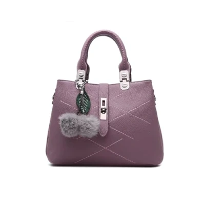 Image of NICOLE &amp; DORIS 2024 New Handbags for Women Fashion Ladies Shoulder Bags Designer Top Handle Bag with Pompom Dark Purple