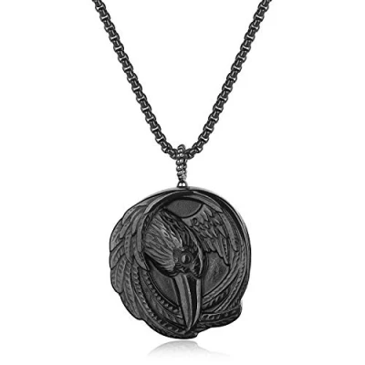 Image of COAI Black Obsidian Stone Necklace Bold Eagle for Men Women, Nylon Cord