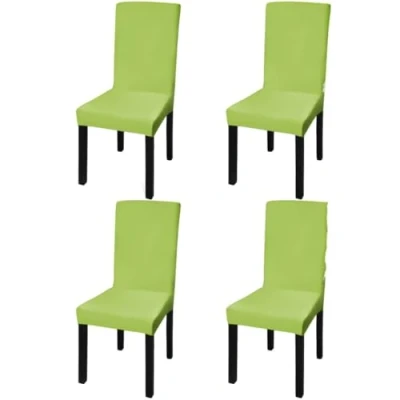 Image of vidaXL Green Chair Cover 4 pcs Stretchable, Washable, Universal Fit for Indoor and Outdoor Seating
