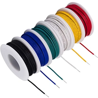 Image of TUOFENG 20 awg Wire Solid Core Hookup Wires 6 Various Colored Jumper 26.3 ft or 8m Each, Gauge Tinned Copper PVC (OD: 1.7mm) Hook Up Kit