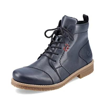 Image of Rieker Women Ankle Boots 73500, Ladies Lace up Boot,Boot,Half Boot,lace Bootie,Transition Shoe,Blue (Blau / 14),37 EU 4 UK