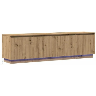 Image of vidaXL TV Cabinet with LED Artisan Oak 180x38x49 cm Engineered Wood