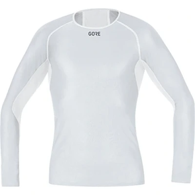 Image of GORE WEAR Mens M Windstopper Base Layer Long Sleeve Shirt, Light Grey/White, L EU