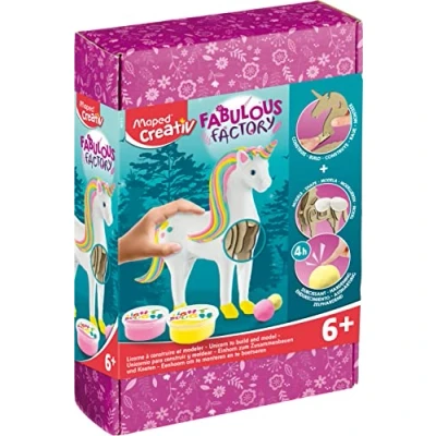 Image of Maped Creativ Fabulous Unicorn Factory 3D Wooden Puzzle to Assemble Figure Model with Hardening Dough Creative Activity from 6 Years Old