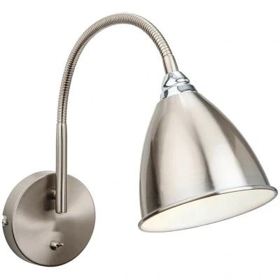 Image of Bari 1 Light Indoor Wall (Switched) Brushed Steel, Chrome, E14