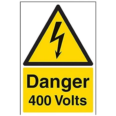 Image of V Safety Danger 400 Volts Warning Sign 200mm x 300mm 1mm Rigid Plastic