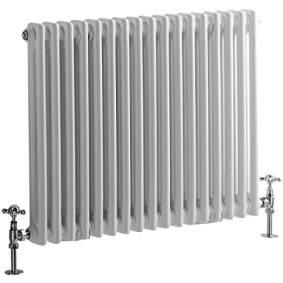 Image of Milano Windsor White Cast Iron Style Horizontal Double Column Radiator 600mm x 785mm