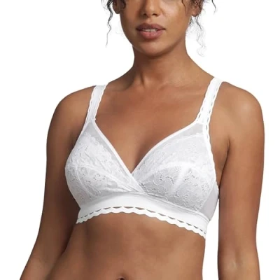 Image of Playtex Bra Woman Classic Lace Support Recycled Soft Cup x1, White, 34B