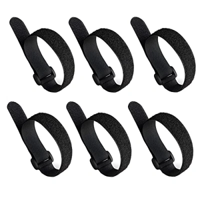 Image of Aiqeer 30 Pcs 20 cm Black Cable Straps, Reusable Ties, Multipurpose Hook and Loop Securing for Cables Management