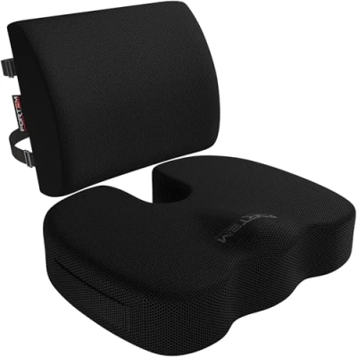 Image of FORTEM Office Chair Cushion and Back Support for Chair, Lumbar Cushion, Memory Foam Seat Non Slip Sitting Rest Gaming, Car Pad (Dark Grey Mesh)