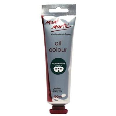 Image of MONT MARTE Premium Oil Paint, 100ml (3.4oz), Permanent Green, Good Coverage, Excellent Tinting Strength