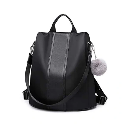 Image of Miss Lulu Women&#039;s Small Backpack Travel Rucksuck in Nylon, Suitable for School Camping Cylce Outdoor (Black)