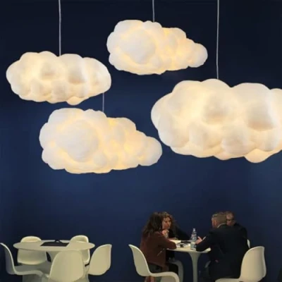 Image of GUANSHAN Simulation Cloud Pendant Light Creative Cotton Chandelier Floating Ceiling Decorative Lamp for Bedroom, Dining Room, Corridor