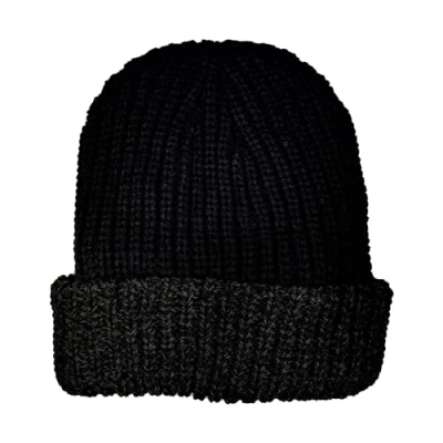 Image of Undercover Mens Knit Turn Up Thermal Beanie Hat MA360 Black Marl
