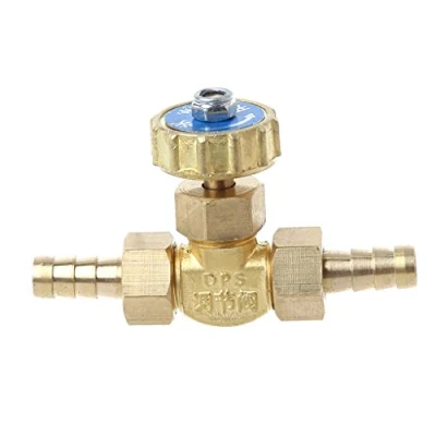 Image of holilest Needle Valve, Elbow Brass Valve 8mm Propane Butane Gas Adjuster Barbed Spigots 1 Mpa