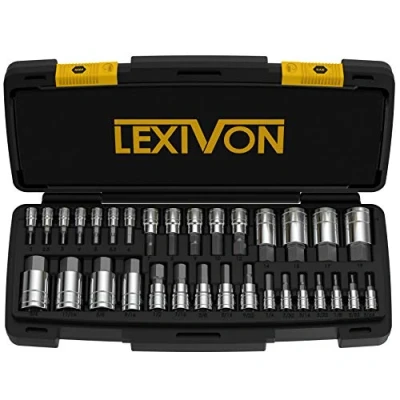 Image of LEXIVON Master HEX Bit Socket Set, Premium S2 Alloy Steel Complete 32 Piece, SAE and Metric Set Enhanced Storage Case (LX 144)